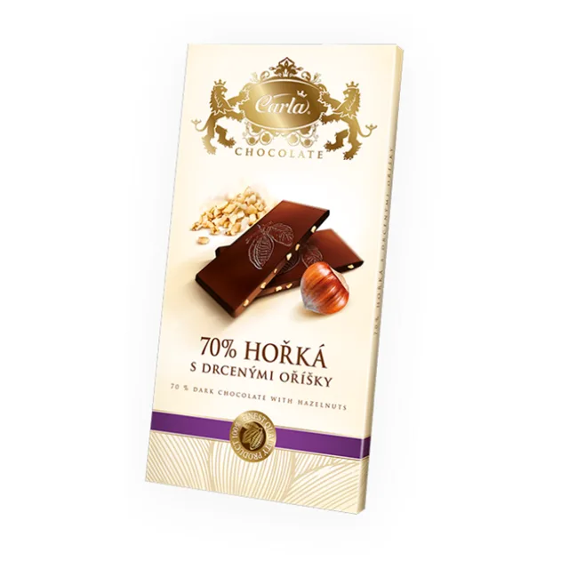 CARLA Hořká čokoláda 70% s drcenými oříšky 80 g
