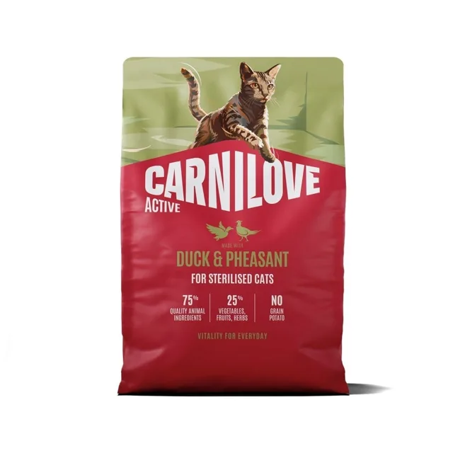 CARNILOVE Active Cat Duck and Pheasant Sterilised 2 kg kachna a bažant, pro kastrované kočky