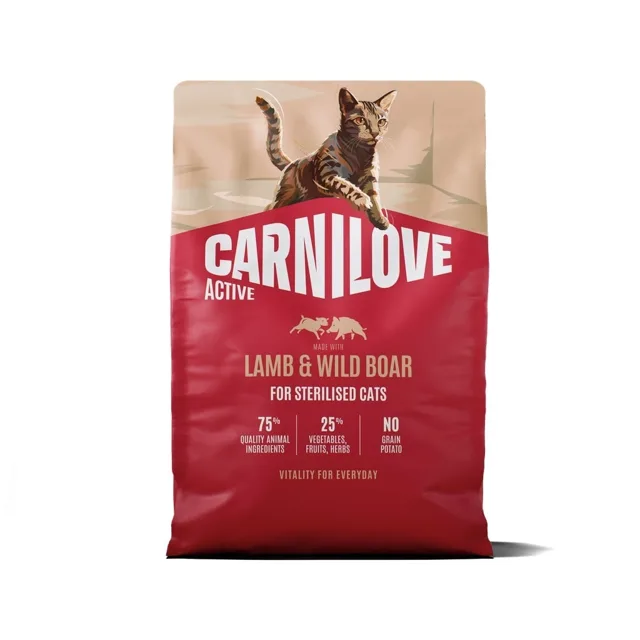 CARNILOVE Active Cat Lamb and Wild Boar Sterilised 2 kg jehněčí a divočák, pro kastrované kočky
