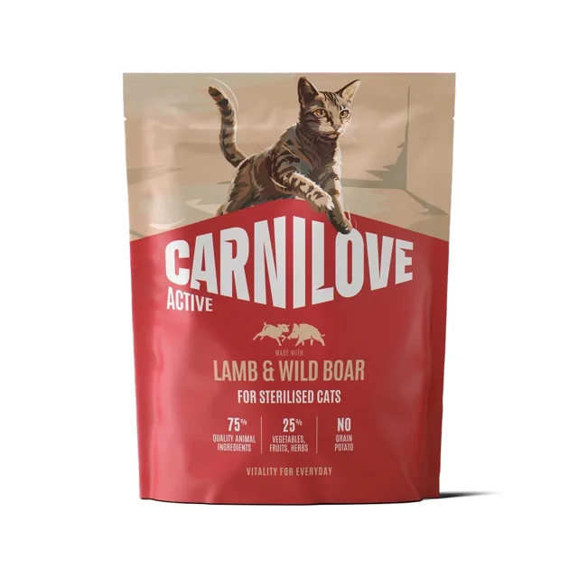 CARNILOVE Active Cat Lamb and Wild Boar Sterilised 400 g jehněčí a divočák, pro kastrované kočky