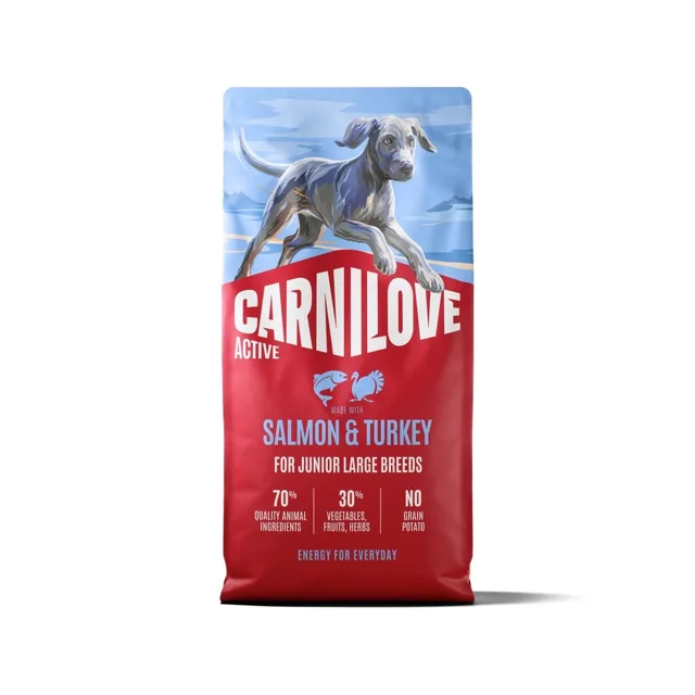 CARNILOVE Active Dog Salmon &amp; Turkey 12 kg Junior Large Breeds losos a krůta, pro dorůstající juniory velkých plemen