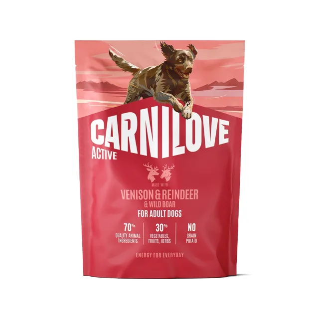 CARNILOVE Active Dog Venison and Reindeer Adult 1,5 kg jelenina, sob a divočák, pro dospělé psy
