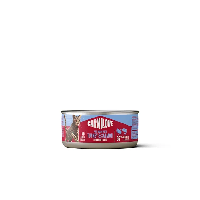 CARNILOVE Cat can paštika pro kočky krůta & losos 100 g