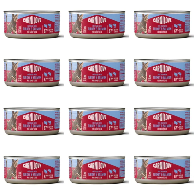 CARNILOVE Cat Can Paté Turkey and Salmon 12x100 g s krůtím masem a lososem, paštika pro kočky