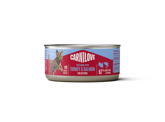 CARNILOVE Cat Can Paté Turkey and Salmon for Kittens 100 g s krůtím a lososem, paštika pro koťata
