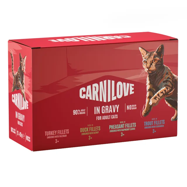 Carnilove Cat Pouch 12 x 85 g - míchané balení v želé (3 druhy)