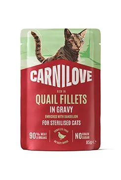 Carnilove Cat Pouch Gravy Quail Dandelion Sterilised 85g