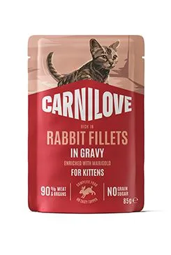 Carnilove Cat Pouch Gravy Rabbit Marigold Kittens 85g