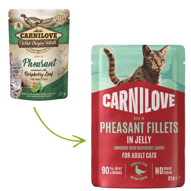 Carnilove Cat Pouch in Jelly 85g - Pheasant with Raspberry Leaves