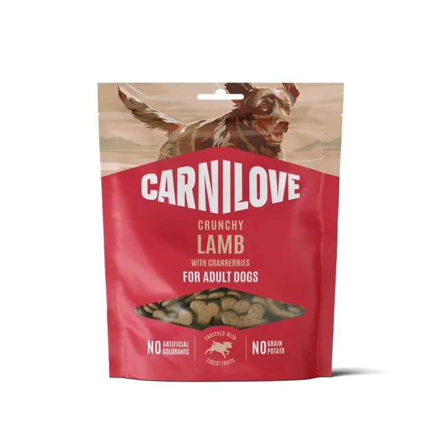 CARNILOVE Dog Crunchy Snack Lamb 200g křupavé pamlsky s jehněčím masem a brusinkami pro dospělé psy
