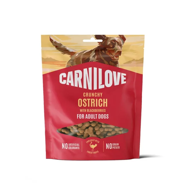 CARNILOVE Dog Crunchy Snack Ostrich 200g křupavé pamlsky s pštrosem pro dospělé psy