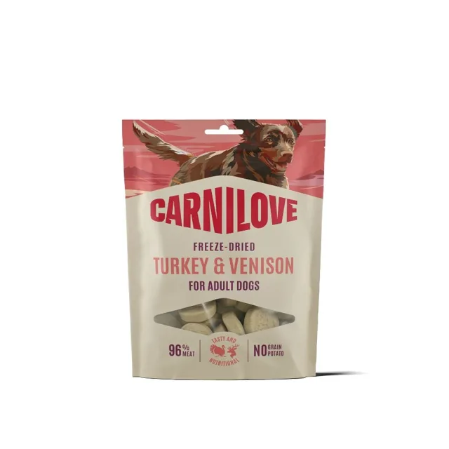 CARNILOVE Dog Freeze Dried Turkey and Venison 60 g liofilizované pamlsky s krůtím a zvěřinou pro psy