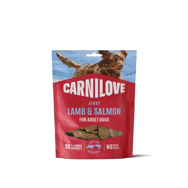 CARNILOVE Dog Jerky Lamb with Salmon 100g pamlsky s jehněčím a lososem pro dospělé psy