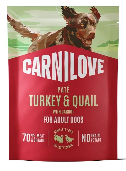 CARNILOVE Dog Pouch Turkey and Quail 300g paštika s krůtou a koroptvičkou pro dospělé psy