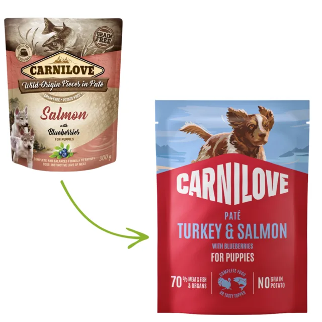 Carnilove Dog Puppy Paté 300g - Turkey &amp; Salmon with Blueberries