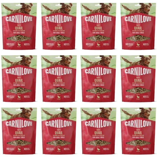 CARNILOVE Dog Soft Snack Quail 12x200g měkké pamlsky s křepelkou pro dospělé psy