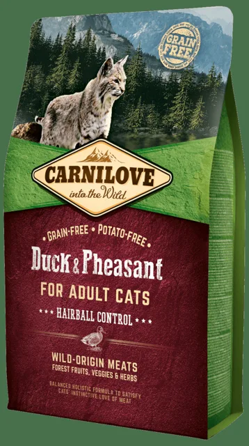 Carnilove Duck and Pheasant Adult Cats–Hairball Control 2kg