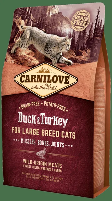 Carnilove Duck and Turkey Large Breed Cats – Muscles, Bones, Joints 2kg
