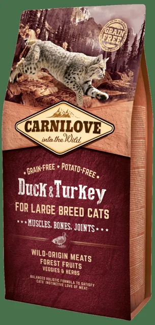 Carnilove Duck and Turkey Large Breed Cats – Muscles,Bones,Joints 6kg
