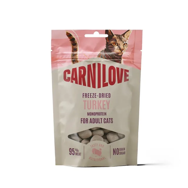 CARNILOVE Freeze-Dried Snack Cat Turkey 40 g s krůtím masem, lyofilizované pamlsky pro kočky