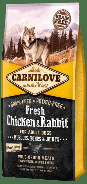 Carnilove Fresh Chicken & Rabbit Muscles, Bones & Joints for Adult dogs 12 kg