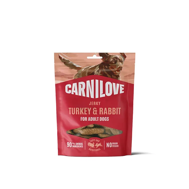 CARNILOVE Jerky turkey & rabbit sušené krůtí a králík pro psy 100 g