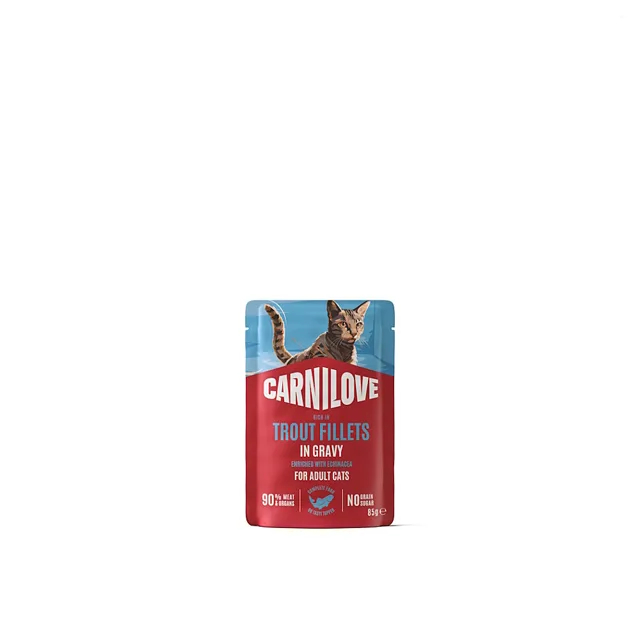 CARNILOVE Kapsička pro kočky s omáčkou pstruh a echinacea 85 g