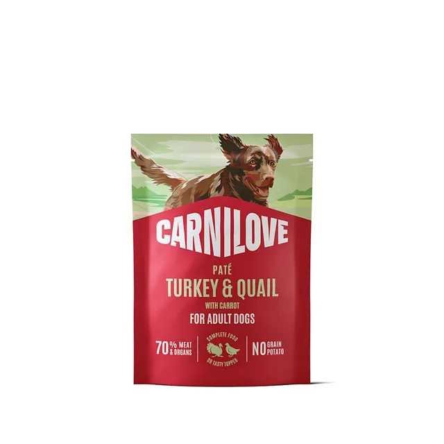 CARNILOVE Kapsička s paštikou pro psy krůta a křepelka s mrkví 300 g