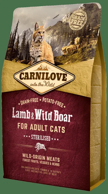 Carnilove Lamb and Wild Boar Adult Cats – Sterilised 2kg