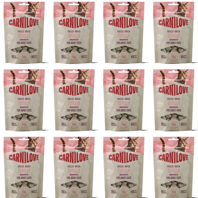 CARNILOVE Lyofilizovaný snack pro kočky s krůtím masem 12x40 g s krůtím masem, lyofilizované pamlsky pro kočky
