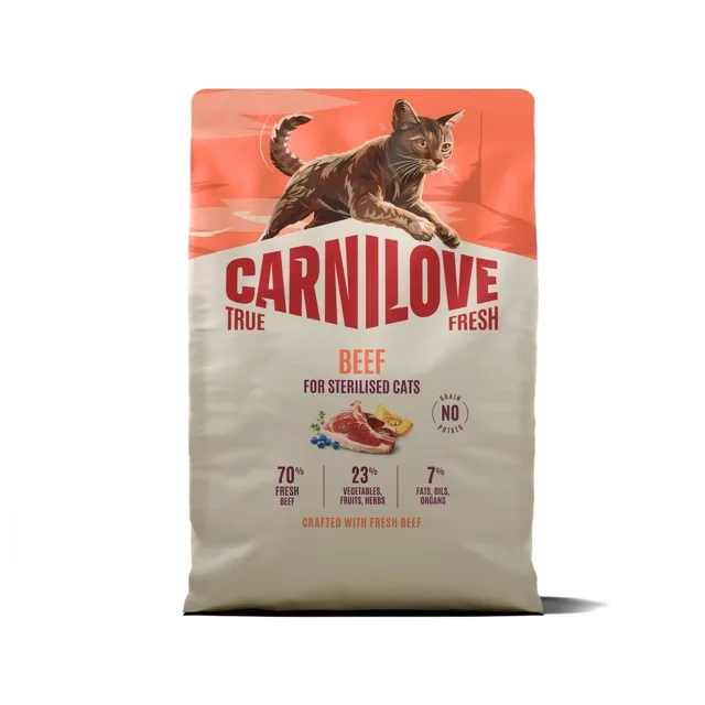 CARNILOVE True Fresh Cat Beef Sterilised 2 kg hovězí krmivo pro kastrované kočky