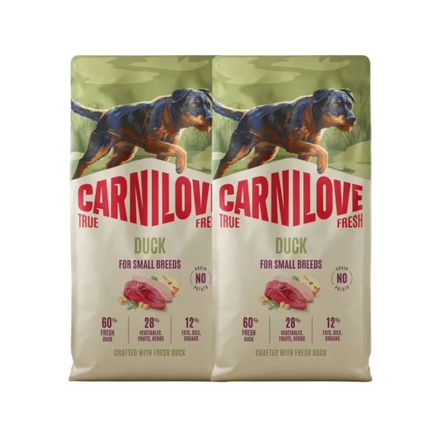CARNILOVE True Fresh Dog Duck Adult Small Breeds 2x12 kg suché krmivo s čerstvou kachnou pro dospělé psy malých plemen