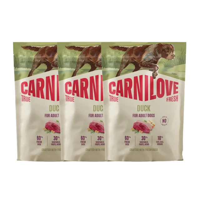 CARNILOVE True Fresh Dog Duck Adult Small Breeds 3x1,5 kg suché krmivo s čerstvou kachnou pro dospělé psy malých plemen