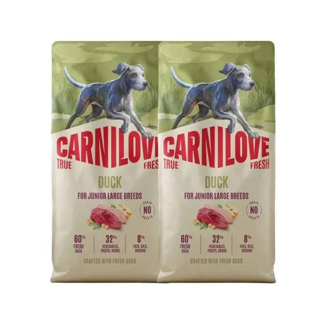 CARNILOVE True Fresh Dog Duck Junior Large 2x12 kg suché krmivo s čerstvou kachnou pro mladé psy velkých plemen
