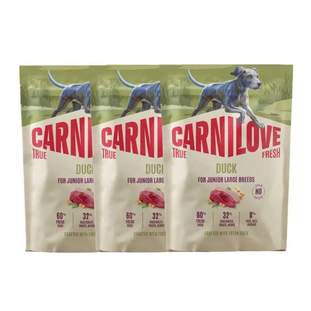CARNILOVE True Fresh Dog Duck Junior Large suché krmivo 3x1,5 kg s čerstvou kachnou pro mladé psy velkých plemen