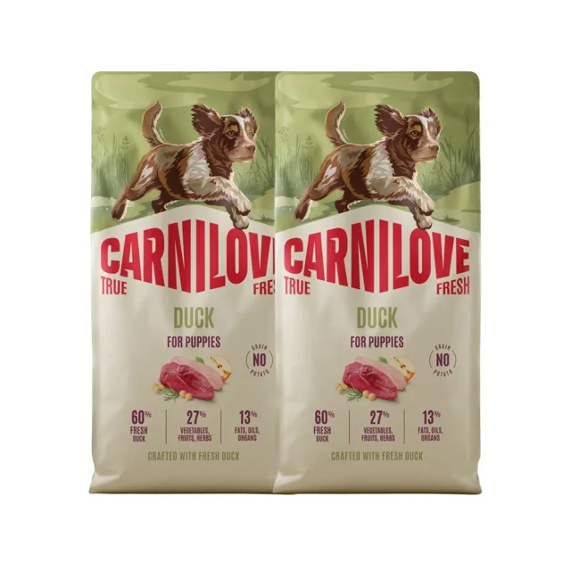 CARNILOVE True Fresh Dog Duck Puppies 2x12 kg suché krmivo s čerstvou kachnou pro štěňata