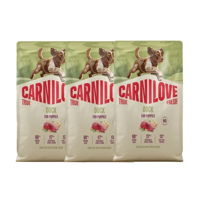 CARNILOVE True Fresh Dog Duck Puppies suché krmivo s čerstvou kachnou pro štěňata 3x4 kg