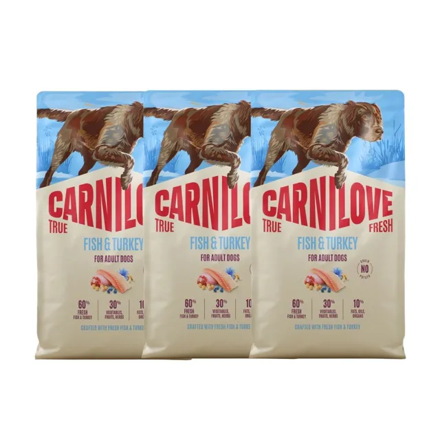 CARNILOVE True Fresh Dog Fish and Turkey Adult 3x4 kg suché krmivo pro dospělé psy s čerstvými rybami a krůtou