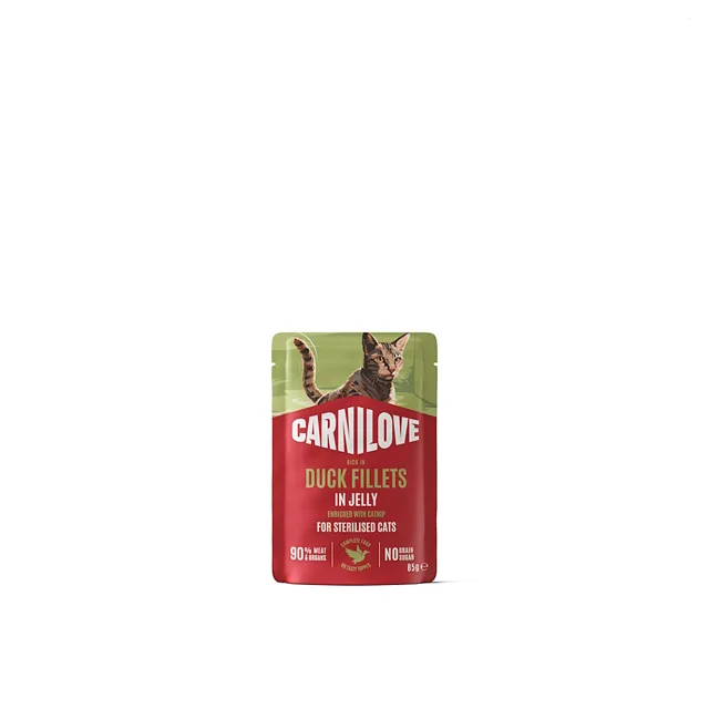 CARNILOVE Želé v kapsičce pro kastrované kočky kachna s catnipe 85 g