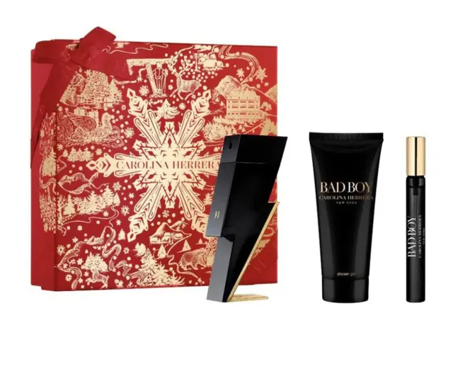 Carolina Herrera Bad Boy - EDT 50 ml + sprchový gel 100 ml + EDT 10 ml