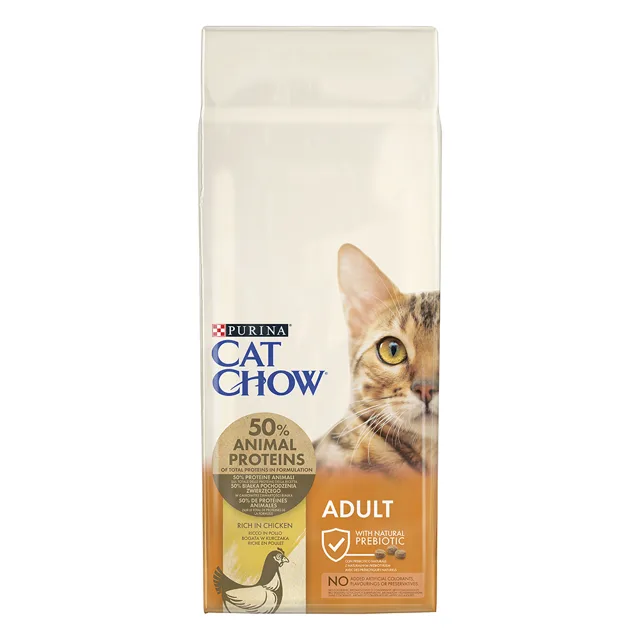 CAT CHOW Adult granule kuře, krůta - Výhodné balení 2 x 15 kg