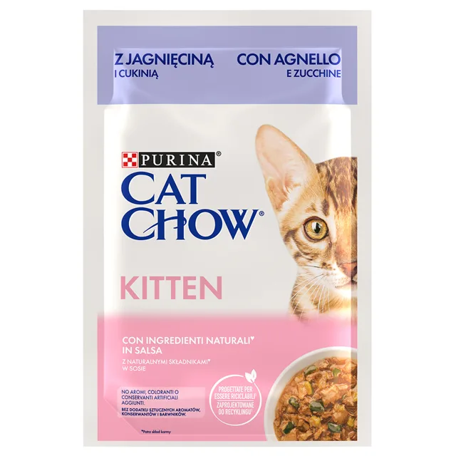 Cat Chow kapsičky 26 x 85 g - Kitten - jehněčí, cuketa