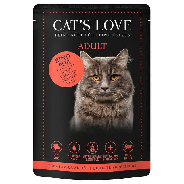 Cat's Love 12 x 85 g - senior kachní