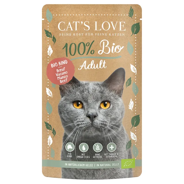 Cat's Love Bio 12 x 100 g – výhodné balení - Junior drůbeží