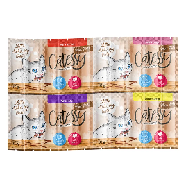 Catessy Mini-Sticks Mix 2 - 20 x 2 g se 4 příchutěmi (slanina, játra, slad, sýr)