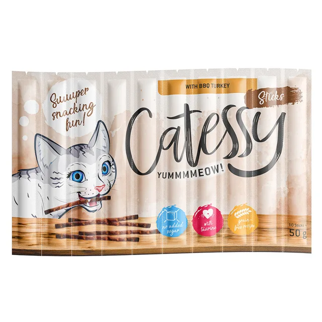 Catessy Sticks 10 ks - Bar-B-Q s krůtím masem 10 x 5 g