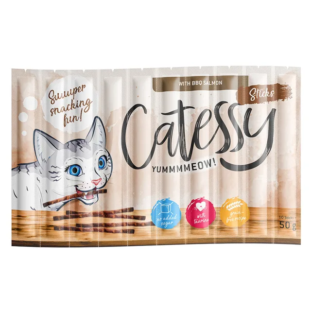 Catessy Sticks 10 ks - Bar-B-Q s lososem 10 x 5 g