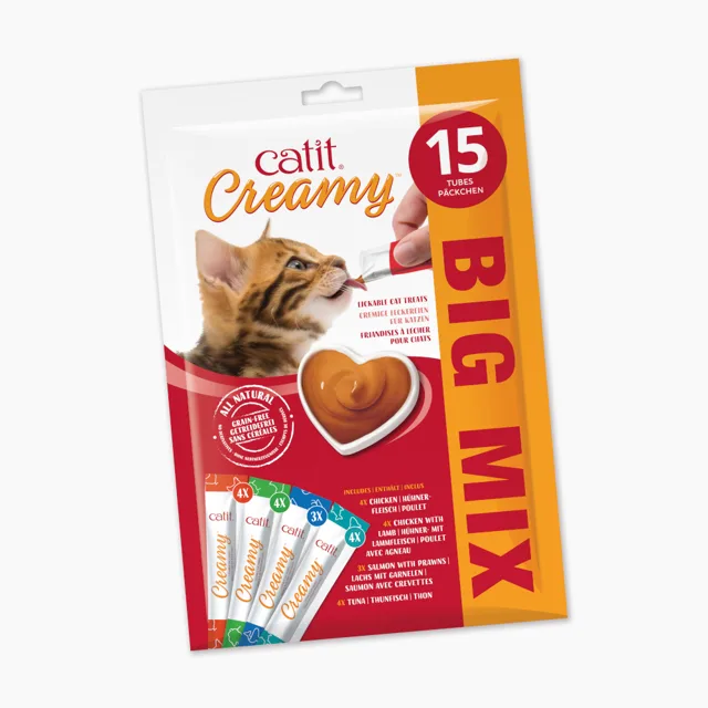 Catit Creamy 15 x 10 g - míchané balení (4 druhy)