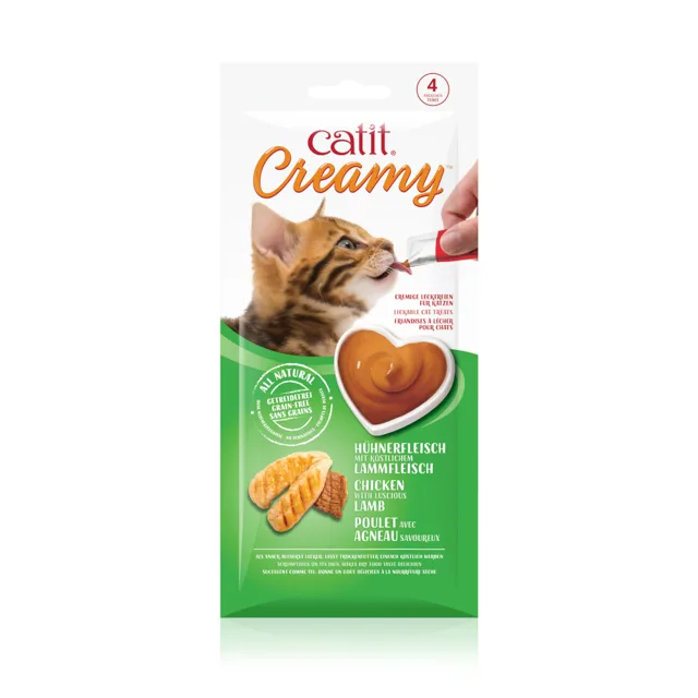 Catit Creamy 4 x 10 g - kuřecí a jehněčí