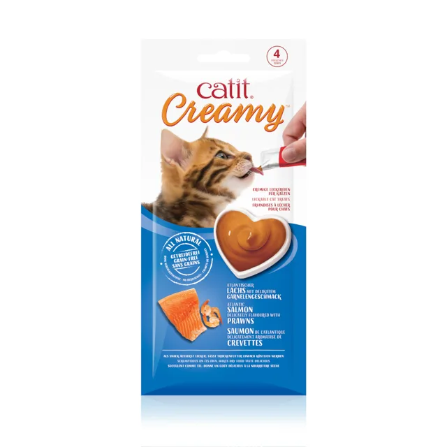 Catit Creamy 4 x 10 g - losos s příchutí krevet